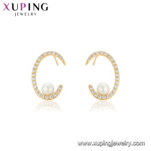 95127 xuping China wholesale factory price personalized style pearl earring vogue gold covering women jewelry